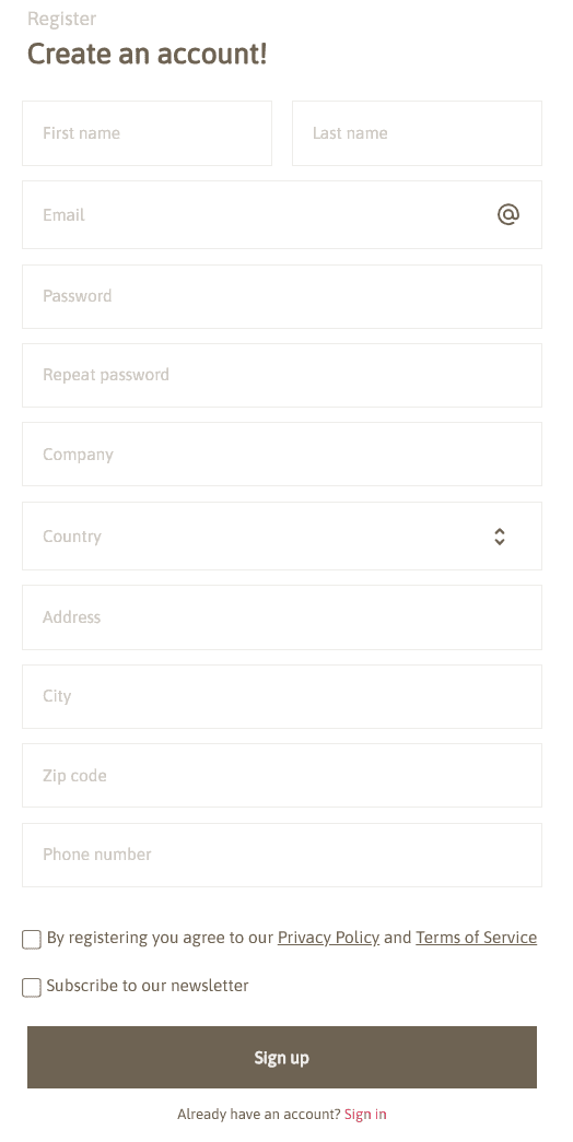 Account request form example